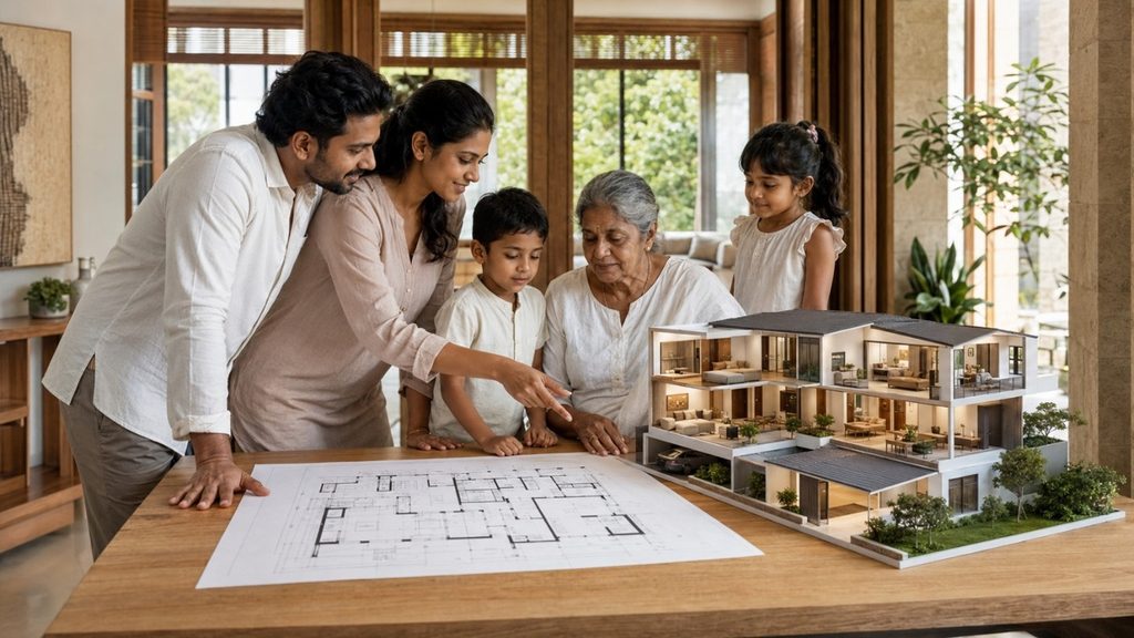 Family home floor plan concept designed around daily life