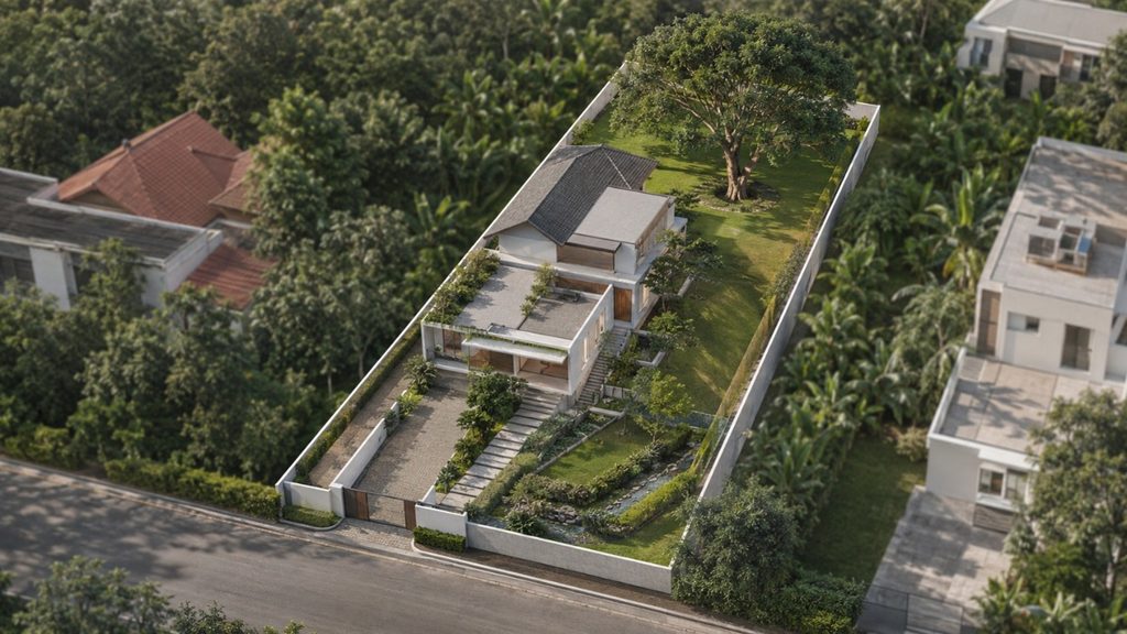 Rectangular residential plot in Sri Lanka before design