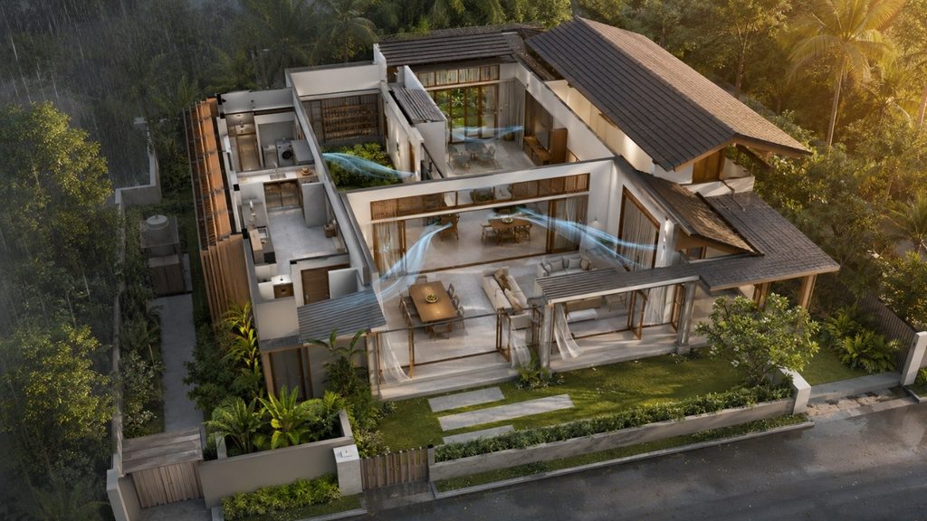 House orientation for sun and wind in a tropical climate