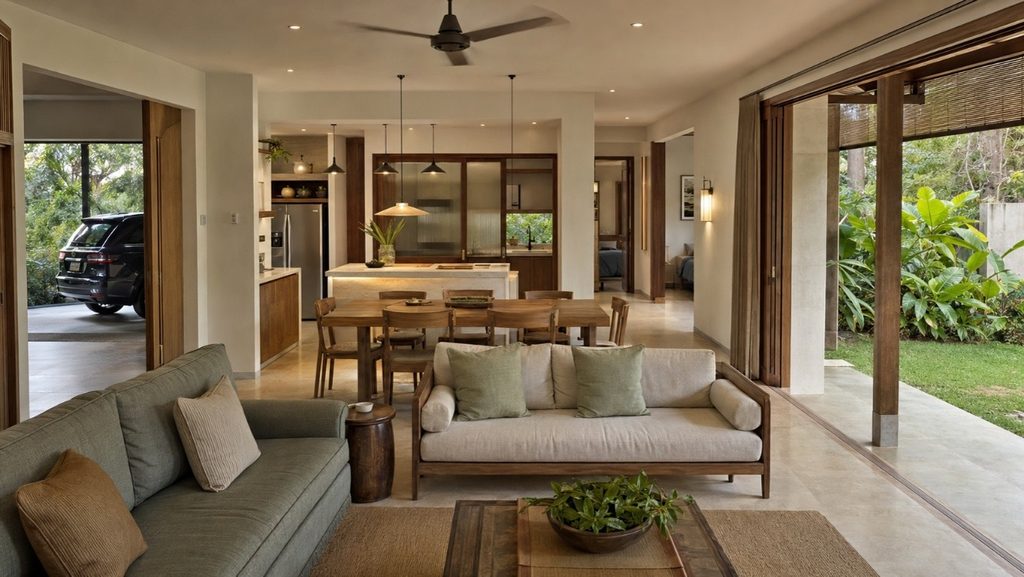Rooms arranged around a family's daily routine