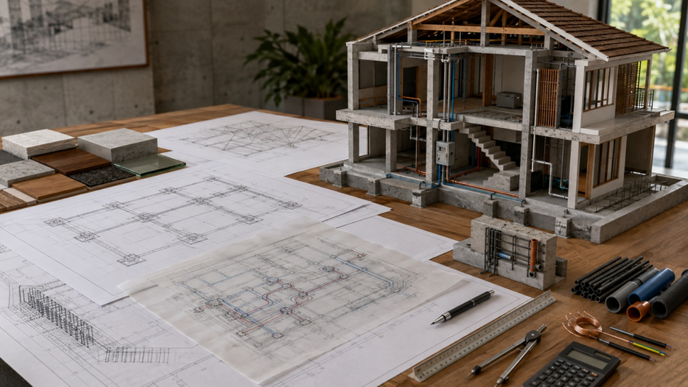 Structural and MEP drawings for a Sri Lankan house under review
