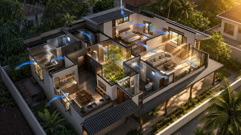 3D model used to check window orientation and cross ventilation for Sri Lanka's climate