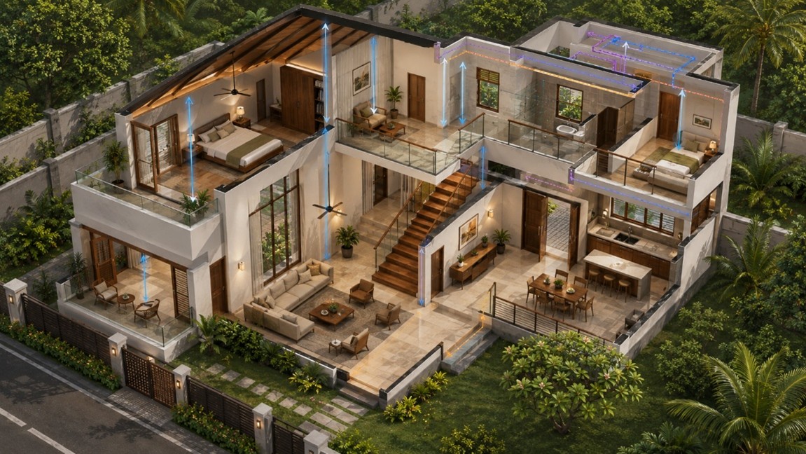 3D model showing ceiling height and a staircase headroom check